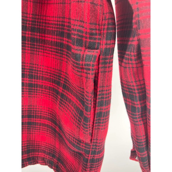 Dickies Flannel Fleece Jacket Red Plaid Hooded Shacket Men's Size M 38/40 - Picture 7 of 8